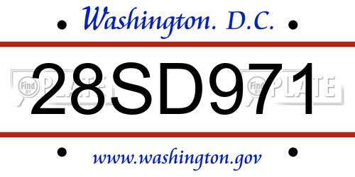 28SD971 District Of Columbia License Plate