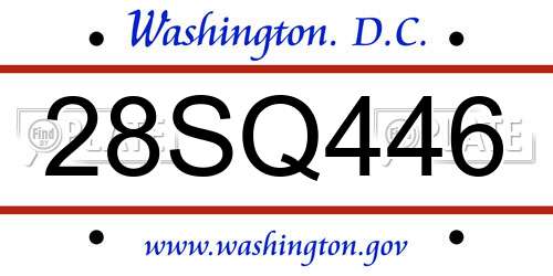 28SQ446 District Of Columbia License Plate