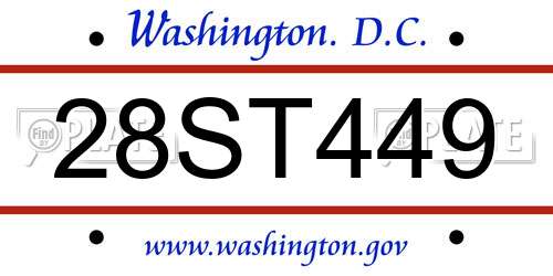 28ST449 District Of Columbia License Plate