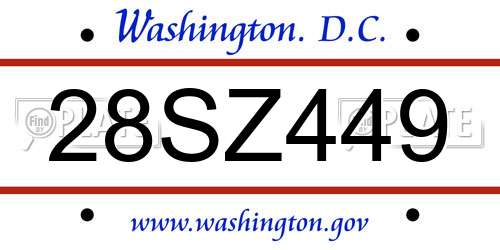 28SZ449 District Of Columbia License Plate