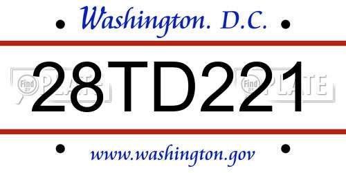 28TD221 District Of Columbia License Plate