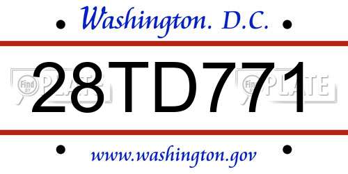 28TD771 District Of Columbia License Plate