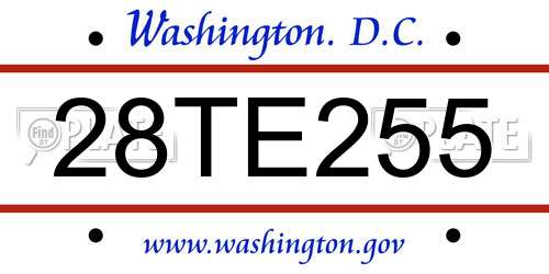 28TE255 District Of Columbia License Plate