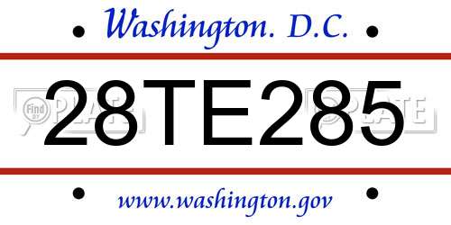 28TE285 District Of Columbia License Plate