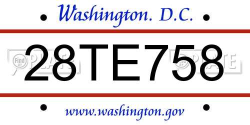 28TE758 District Of Columbia License Plate