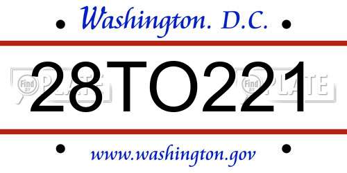 28TO221 District Of Columbia License Plate