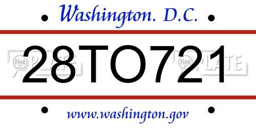 28TO721 District Of Columbia License Plate