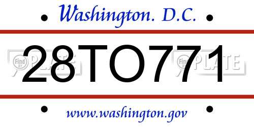 28TO771 District Of Columbia License Plate