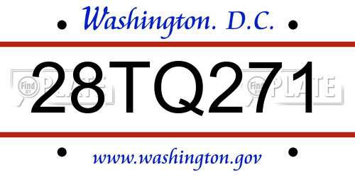 28TQ271 District Of Columbia License Plate