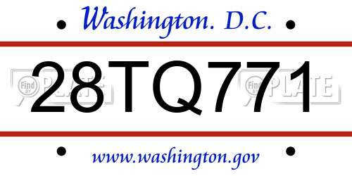 28TQ771 District Of Columbia License Plate