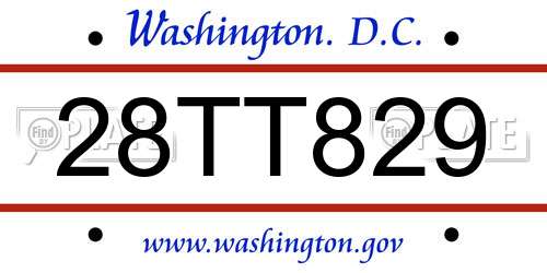 28TT829 District Of Columbia License Plate