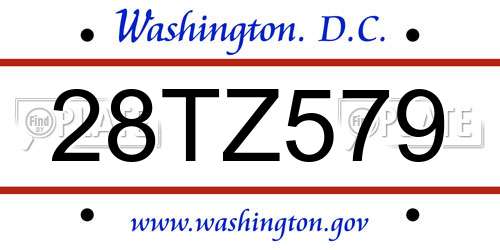 28TZ579 District Of Columbia License Plate