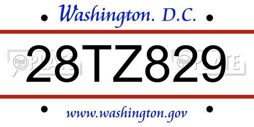 28TZ829 District Of Columbia License Plate