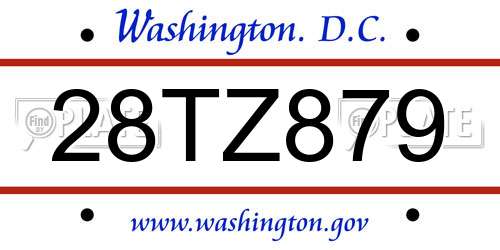 28TZ879 District Of Columbia License Plate