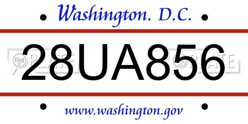 28UA856 District Of Columbia License Plate