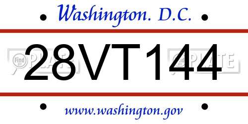 28VT144 District Of Columbia License Plate