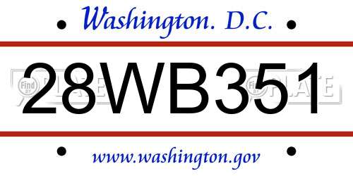 28WB351 District Of Columbia License Plate