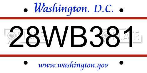 28WB381 District Of Columbia License Plate