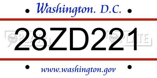 28ZD221 District Of Columbia License Plate