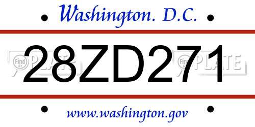 28ZD271 District Of Columbia License Plate