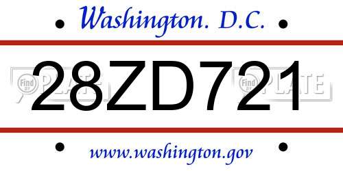 28ZD721 District Of Columbia License Plate