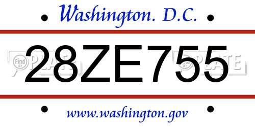 28ZE755 District Of Columbia License Plate