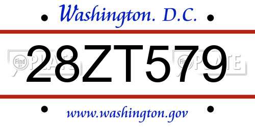 28ZT579 District Of Columbia License Plate