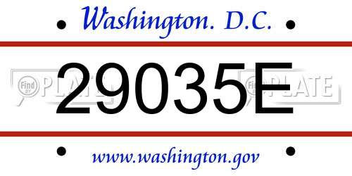 29035E District Of Columbia License Plate