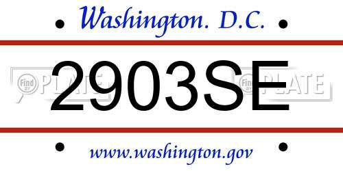 2903SE District Of Columbia License Plate