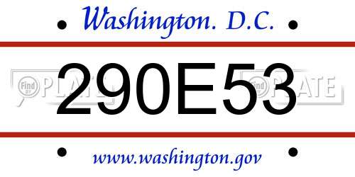 290E53 District Of Columbia License Plate
