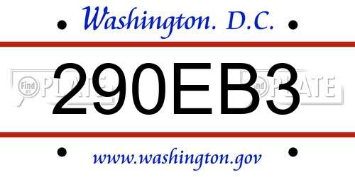 290EB3 District Of Columbia License Plate