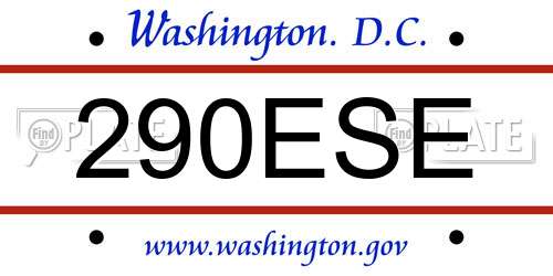 290ESE District Of Columbia License Plate