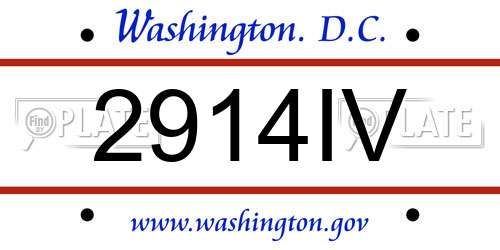 2914IV District Of Columbia License Plate