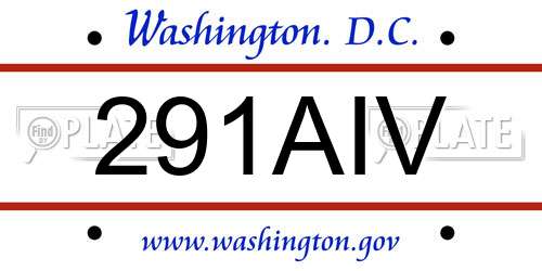 291AIV District Of Columbia License Plate