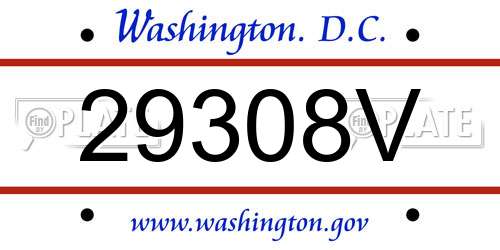29308V District Of Columbia License Plate