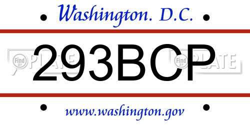 293BCP District Of Columbia License Plate