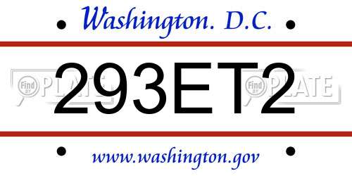 293ET2 District Of Columbia License Plate