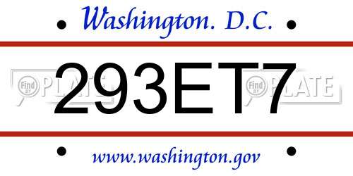 293ET7 District Of Columbia License Plate