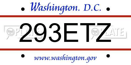 293ETZ District Of Columbia License Plate