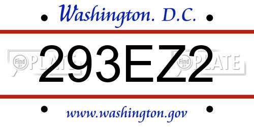 293EZ2 District Of Columbia License Plate
