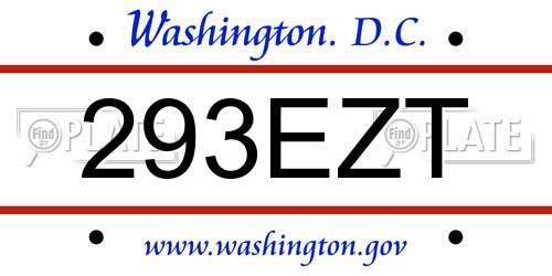 293EZT District Of Columbia License Plate