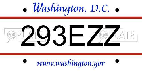 293EZZ District Of Columbia License Plate