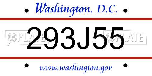 293J55 District Of Columbia License Plate