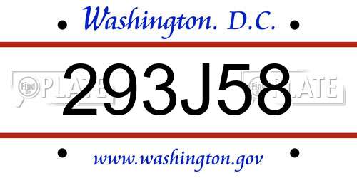 293J58 District Of Columbia License Plate
