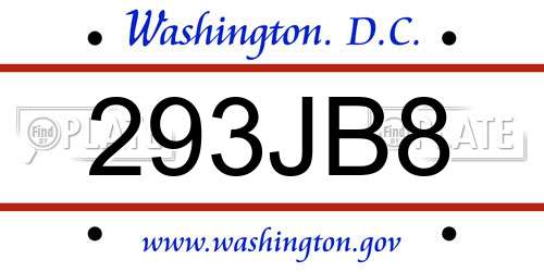 293JB8 District Of Columbia License Plate