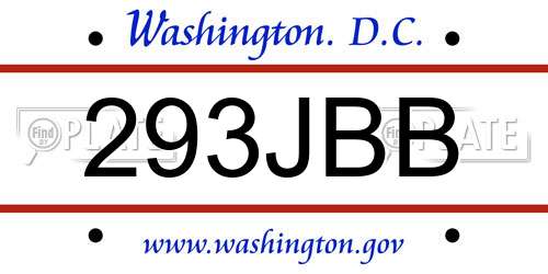 293JBB District Of Columbia License Plate