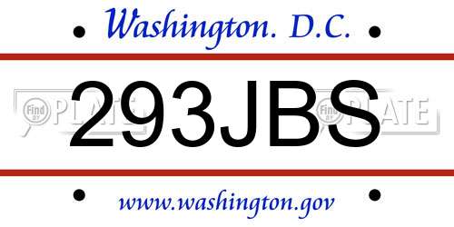 293JBS District Of Columbia License Plate