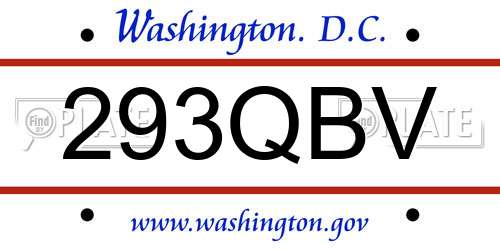 293QBV District Of Columbia License Plate