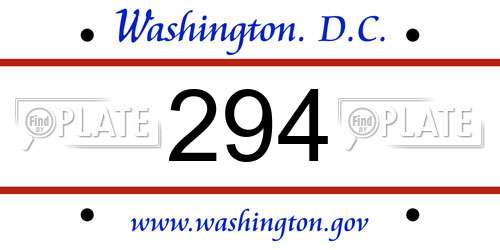 294 District Of Columbia License Plate