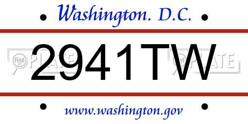 2941TW District Of Columbia License Plate